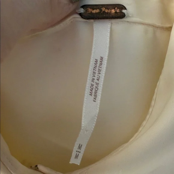 Free People Cream Button-Up Shirt with Black and Gold Rose Print - Picture 3 of 4